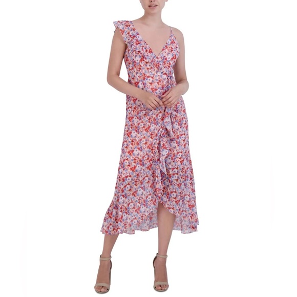 Laundry By Shelli Segal Dresses & Skirts - NWT Laundry By:Shelli Segal Women's Asymmetric Floral Ruffle Midi-Dress Size:16